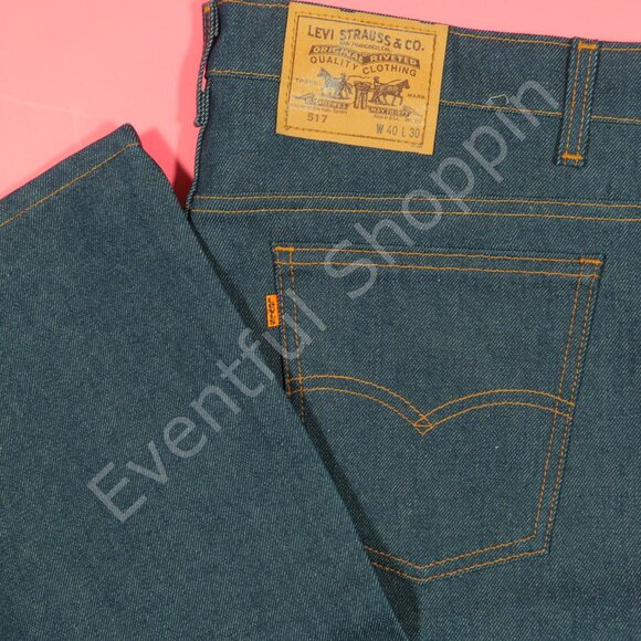 Vintage Levis 517 Bootcut Jeans Mens 40 Blue Raw Denim Orange Tab 80s Deadstock